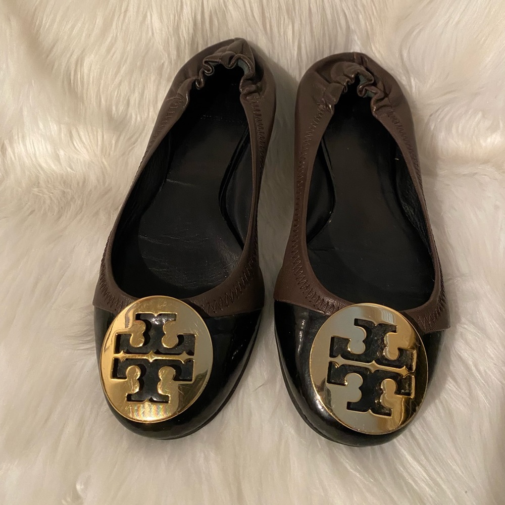 Tory Burch black brown ballet flats